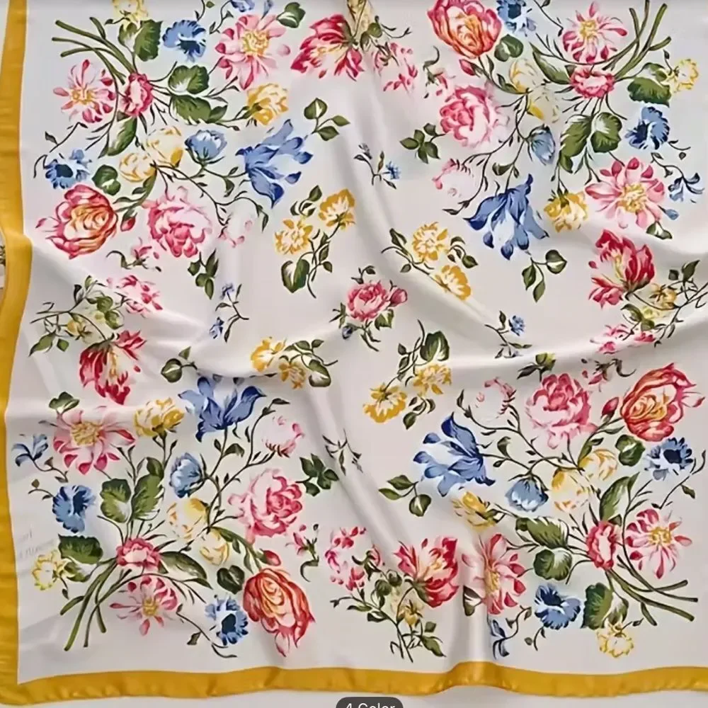 Floral scarf yellow border